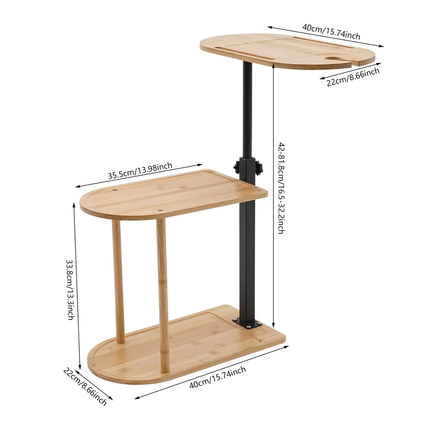 Bamboo Bathtub Tray Table with Adjustable Height, 3-Tier Freestanding Bathtub Caddy for Tub Against Wall, 360 °   Rotatable Bath Tub