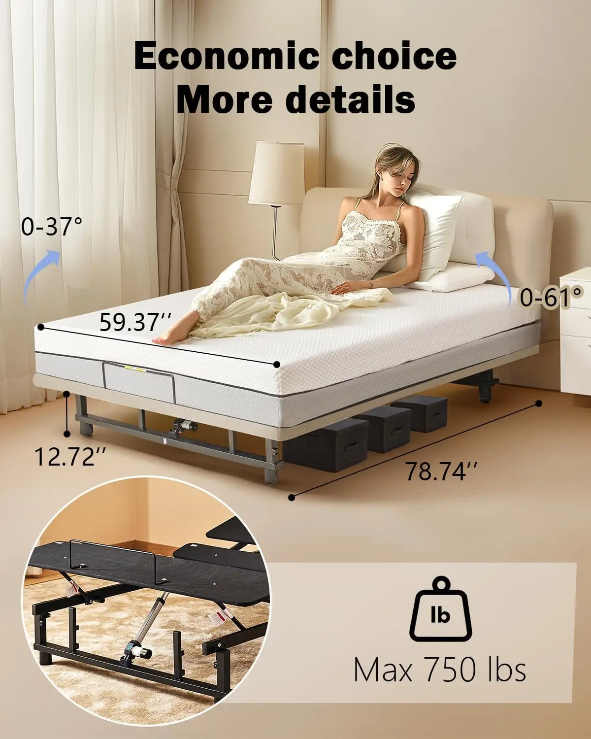 Queen Adjustable Bed Base Frame,Premium Metal, Head & Foot Incline, Wireless Remote, Zero Gravity, Quiet Motor Bases