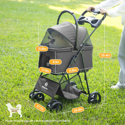 Luxury Detachable Pet Stroller Light Cup Holder Design Four-wheeled Universal Wheel Dog Cart Outdoor Travel Carrying Bag