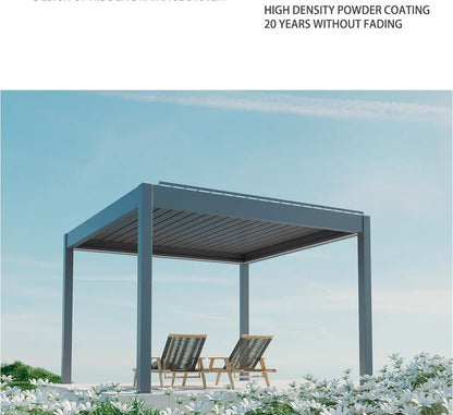 Modern Outdoor Waterproof Aluminum Louvered Sunroof Pergola Sun Shade Frame Electric Pergola Louvered Roof Aluminium Canopy