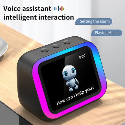 Smart Bluetooth Alarm Clock with Speaker Weather Display Night Light Music Stories Player Photo Frame Bluetooth APP Black