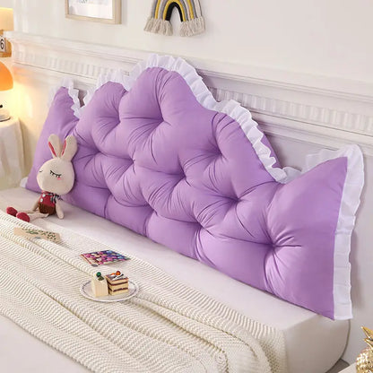 Lace Headboard Soft Cushion Nordic Style Pillow, No Need To Disassemble and Wash Waist Protection Against Tatami Soft Bag