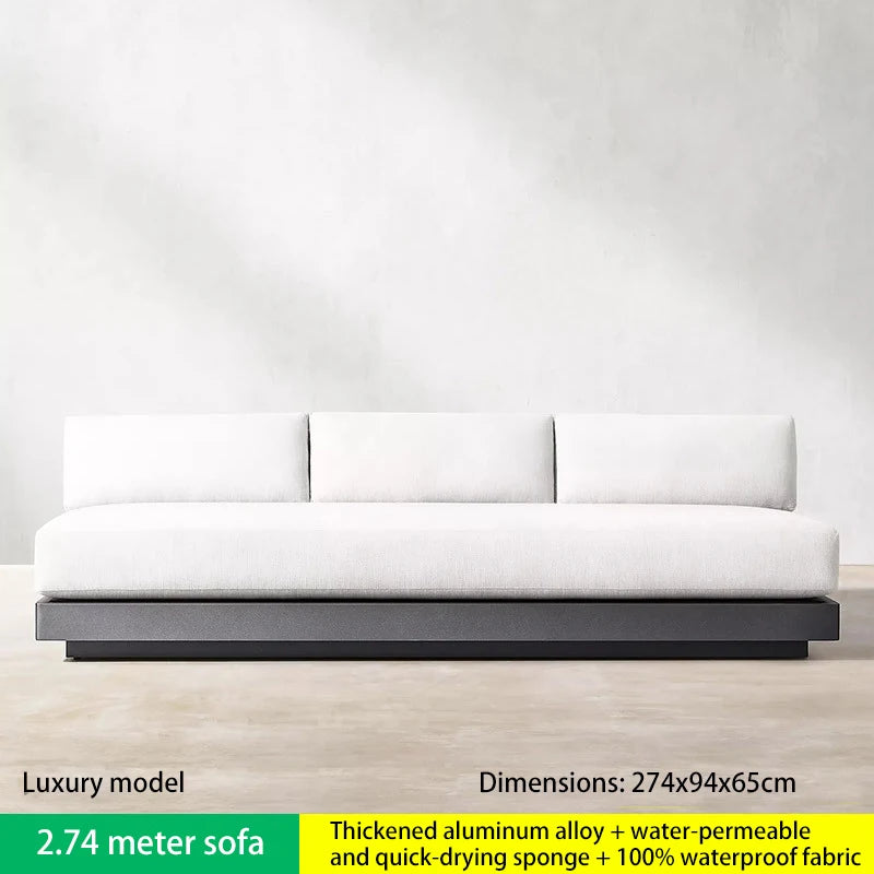 Luxury Outdoor Lounge Set - U-Shaped Sofa for Large Terrace, Pool Parties - Woven Design with Thick Cushions Coffee Table