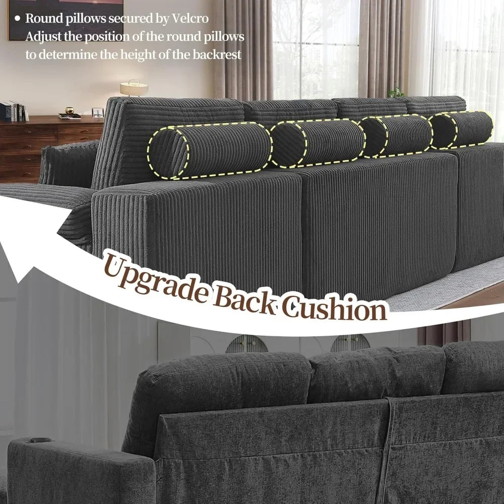 Modular Sectional Sofa, U-Shaped Cloud Couch with Memory Foam, Corduroy Sectionals for Living Room