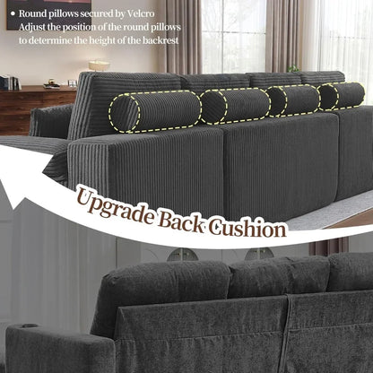 Modular Sectional Sofa, U-Shaped Cloud Couch with Memory Foam, Corduroy Sectionals for Living Room