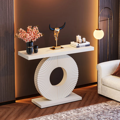 Modern Console Table with Geometric Base, 40 inch Wood Entryway Table Sofa Table Narrow Long Table