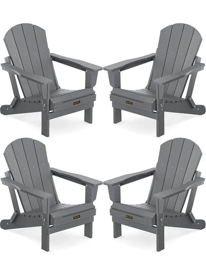 Foldable Adirondack Chair Set of 4 for Patio Garden Outdoors Fire Pit-Gray