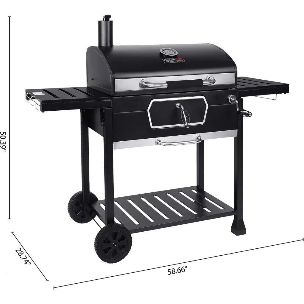 30-Inch Charcoal Grill, Deluxe BBQ Smoker Picnic Camping Patio Backyard Cooking, Black, Large