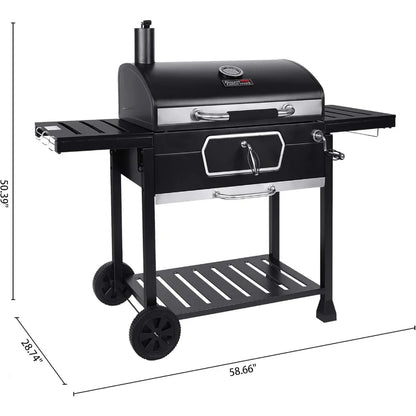 30-Inch Charcoal Grill, Deluxe BBQ Smoker Picnic Camping Patio Backyard Cooking, Black, Large