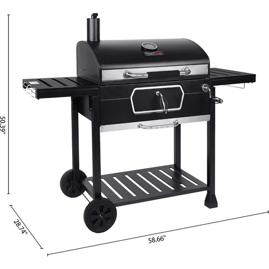 30-Inch Charcoal Grill, Deluxe BBQ Smoker Picnic Camping Patio Backyard Cooking, Black, Large