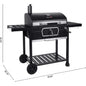 30-Inch Charcoal Grill, Deluxe BBQ Smoker Picnic Camping Patio Backyard Cooking, Black, Large