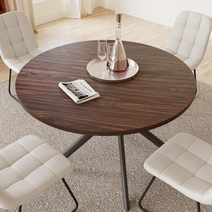 45.3 Inch Round Dining Table Set for 4, Mid Century Modern Small Coffee Set for Dining Room Kitchen Apartment