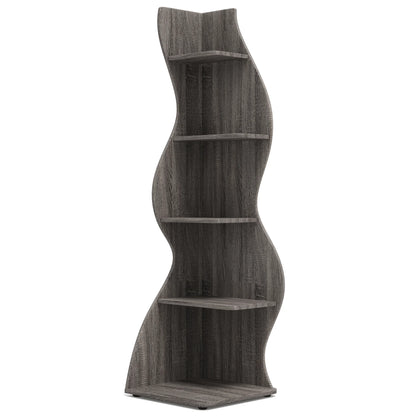 Corner Shelf, Modern 5-Tier Wall Corner Bookshelf, Stylish Corner Small Bookcase Storage Rack Plant Stand