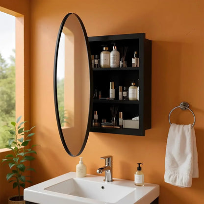 Bathroom Medicine Cabinet with Mirror Wall Mounted Vanity Mirror with Adjustable Shelves Metal Storage Cabinet for Bathroom