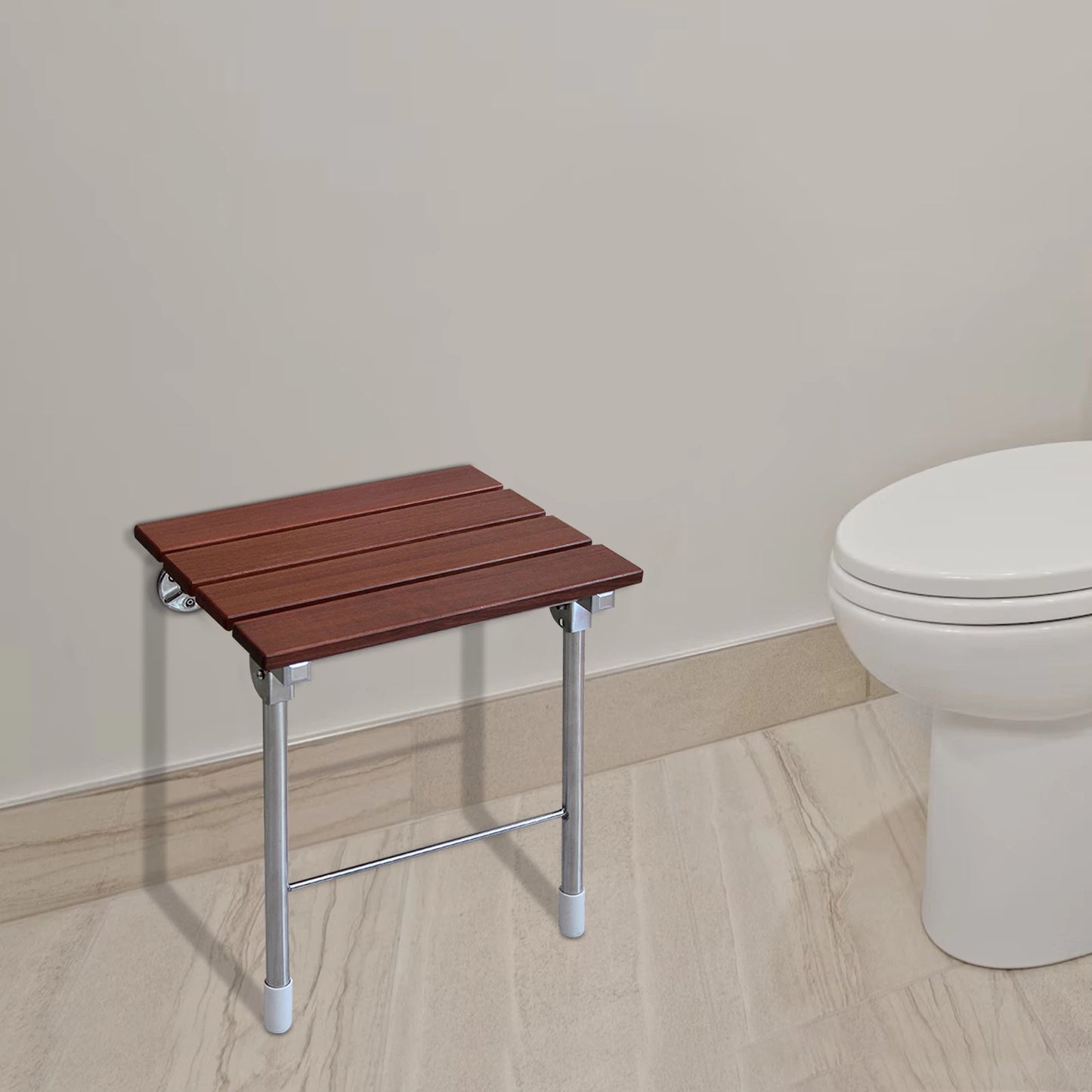 Wooden Wall Mounted Shower Chair, Folding Bathroom Shower Seat