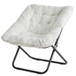 28IN Cozy Saucer Chairs Soft Faux Fur Large Size Folding Lounge Living Room Padded Seat Metal Frame Reading Chair Furniture