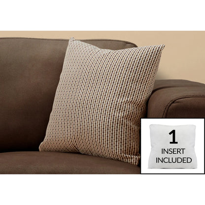 Pillows, 18 X 18 Square, Insert Included, Decorative Throw, Accent, Sofa, Couch, Bedroom, Brown Hypoallergenic Polyester, Modern