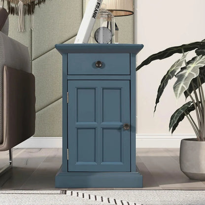 Multifunctional Classic Vintage End Table with USB Ports and 1 Drawer with Cup Holders