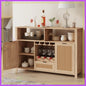 51" Rattan Buffet Cabinet with Wine Rack & Glass Holders, Farmhouse Sideboard for Living Room