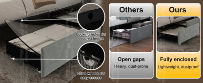 Queen LED Bed Frame with Galaxy Projector, Bluetooth Speaker, USB Ports, 4 Drawers, No Box Spring Needed