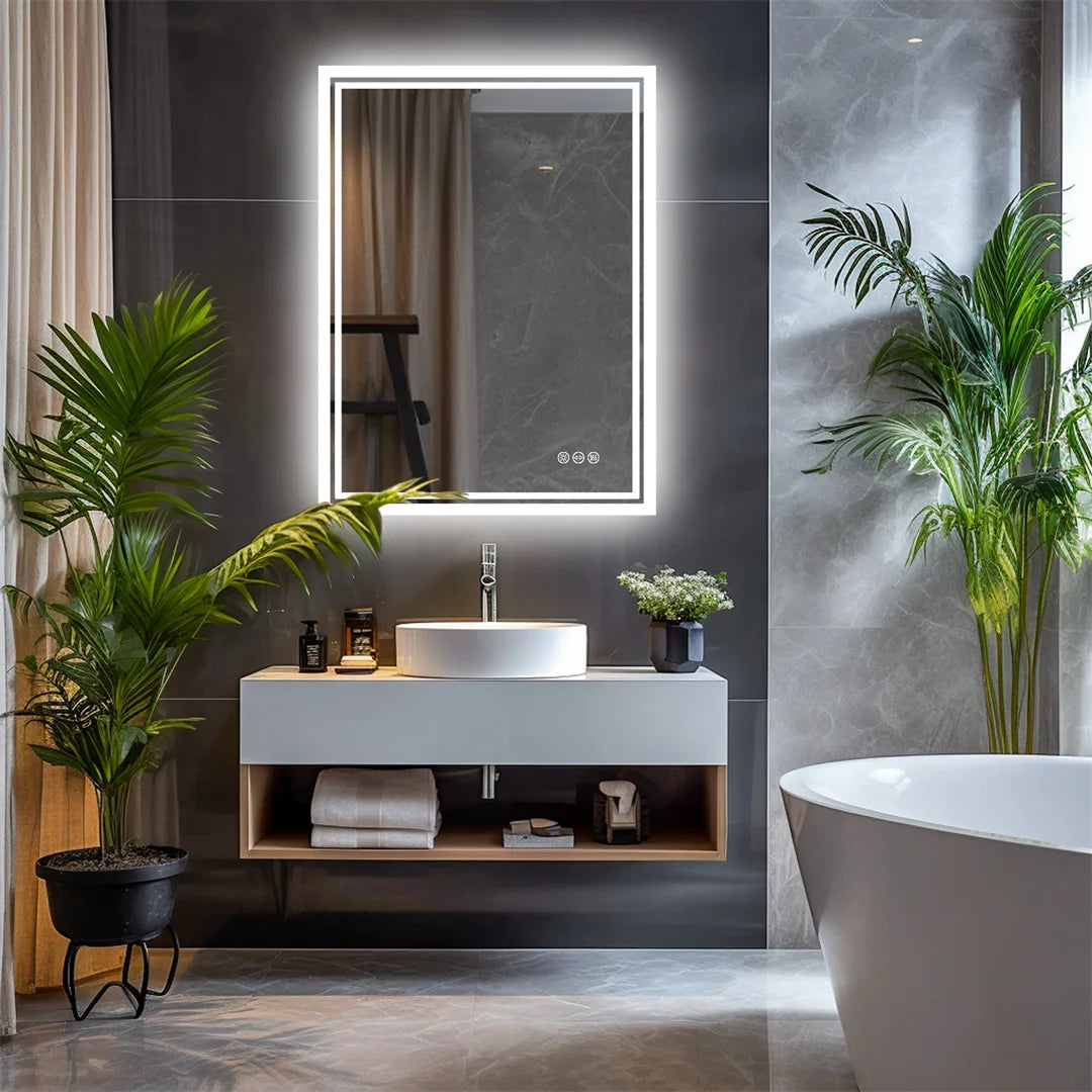 Illuminate LED Backlight Bathroom Mirror Frameless Dimmable Defog Bath/Shower/Shaving Mirror
