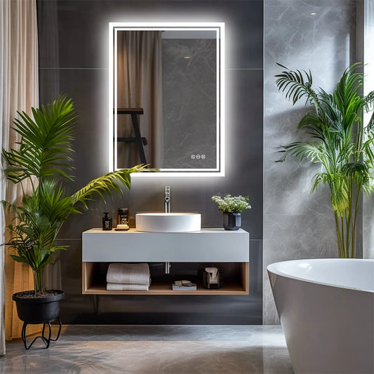 Illuminate LED Backlight Bathroom Mirror Frameless Dimmable Defog Bath/Shower/Shaving Mirror