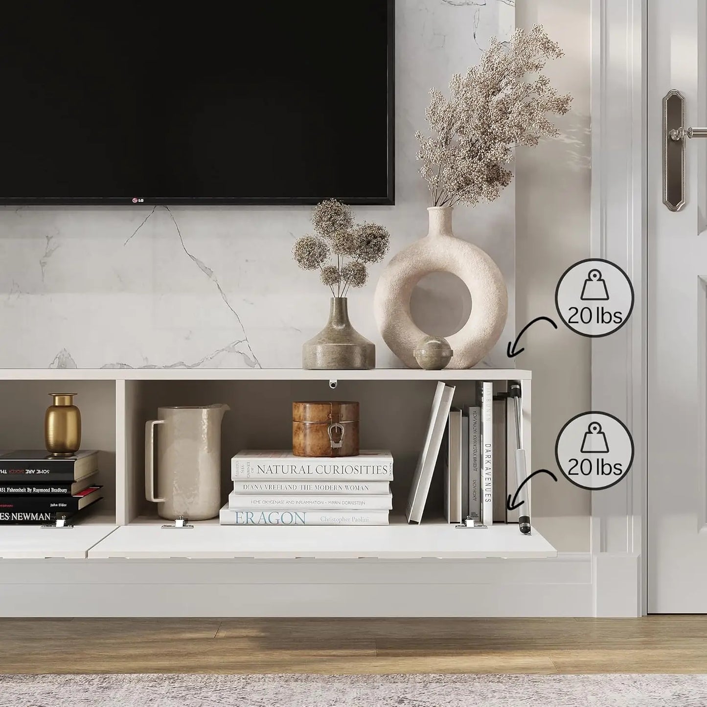 Floating TV Stand Wall Mounted for Living Room and Bedroom, Media, Entertainment Center with Storage and Drawers Fits TV 50 55