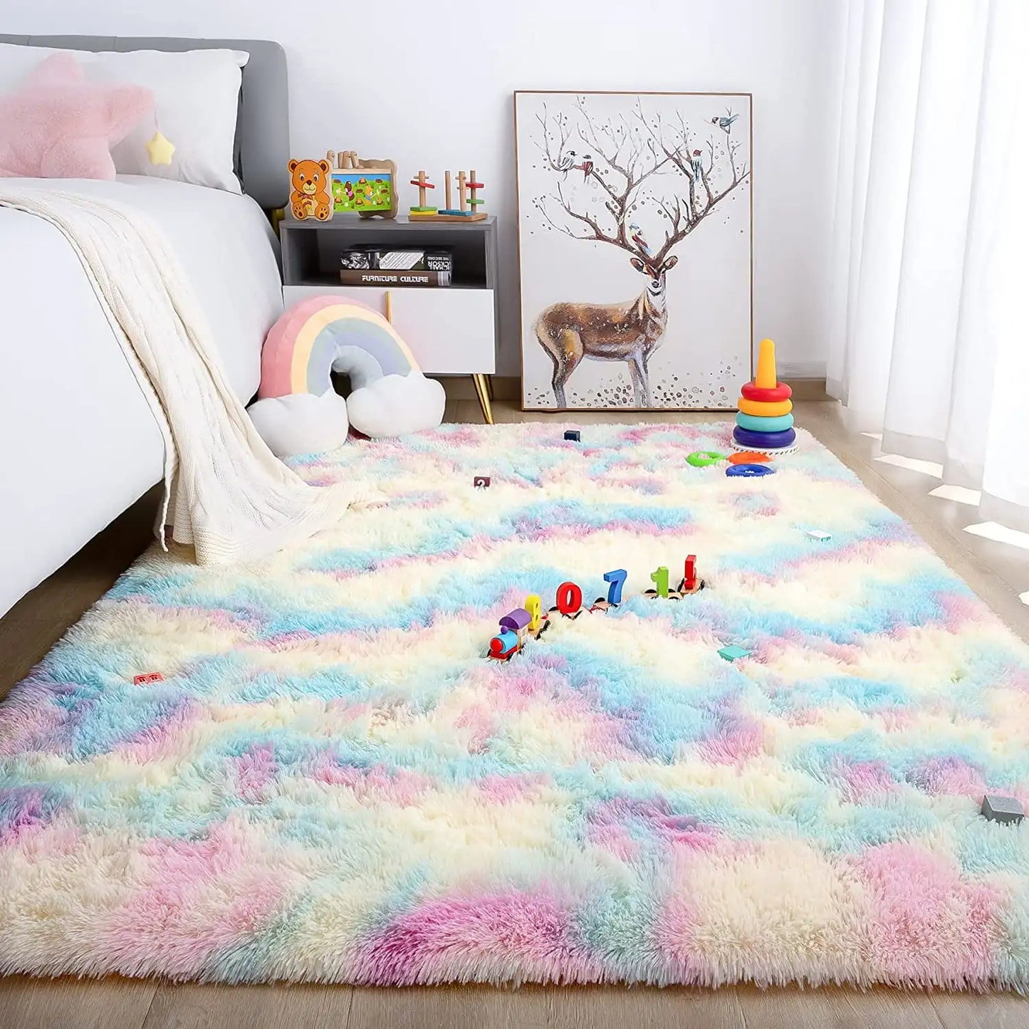 Lochas Super Soft Plush Tie Dye Velvet Rugs for Home Decor