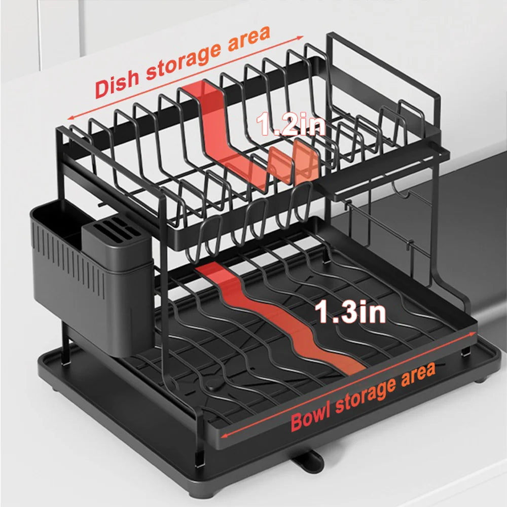 Detachable Dish Drying Rack with Drain Board and Utensil Holder