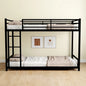 Heavy Duty Twin Bunk Bed Frame with 3-Step Ladder, Low Profile Metal Bed 54" Height, Space Saving Bunkbed with Guardrails, 400 LBS Capacity, Black