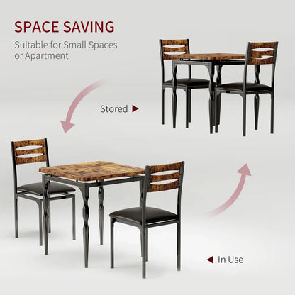 Dining Table Set for 2, Dining Table and Chairs Set of 2, 3 Piece Dining Table Set for Small Spaces, Kitchen, Apartment