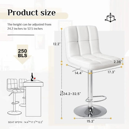 Bar Stools Set o 4, 24 inch Counter Height Bar Stools, Upholstered ern Kitchen Barstools with Metal Base, PU Leather Stools or K