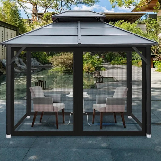 10' x 12' Outdoor Mesh Netting Screen 4-Panel Sidewall with Zipper Gazebo Universal Replacement Mosquito Netting