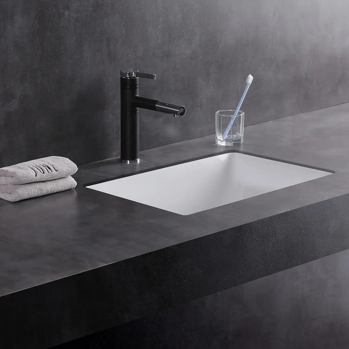 20.9 Inch White Porcelain Undermount Bathroom Sink, Rectangle Vanity Basin for Easy Installation