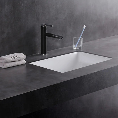 20.9 Inch White Porcelain Undermount Bathroom Sink, Rectangle Vanity Basin for Easy Installation