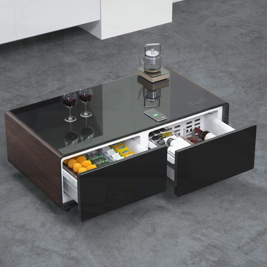 Coffee Table With Builtin Fridge Bluetooth Speaker Wireless Charging Modern Smart Touch Control