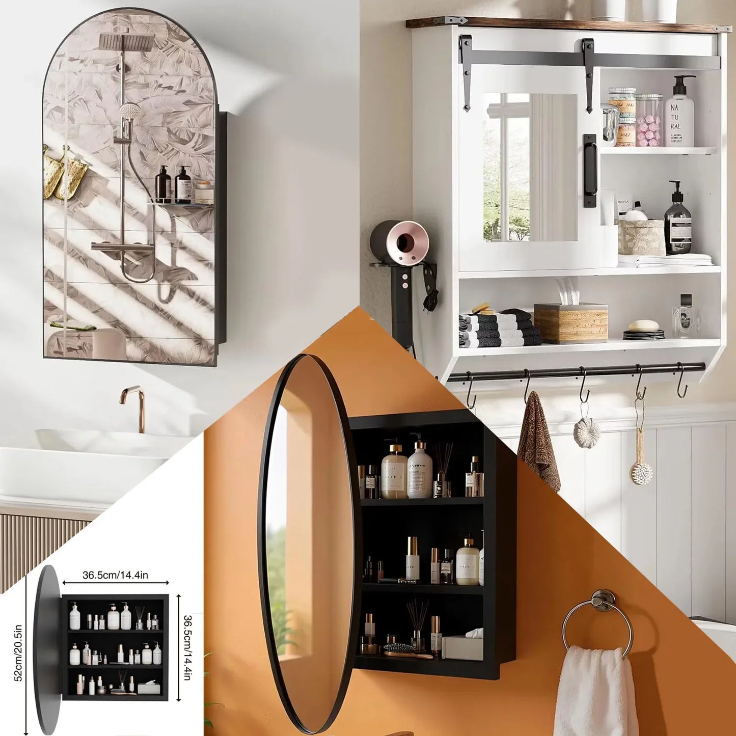Bathroom Medicine Cabinet with Mirror Wall Mounted Vanity Mirror with Adjustable Shelves Metal Storage Cabinet for Bathroom
