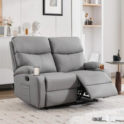 Gray Double Reclining Loveseat Wall Hugger for Living Room, RV, Home Theater (2 Seater)