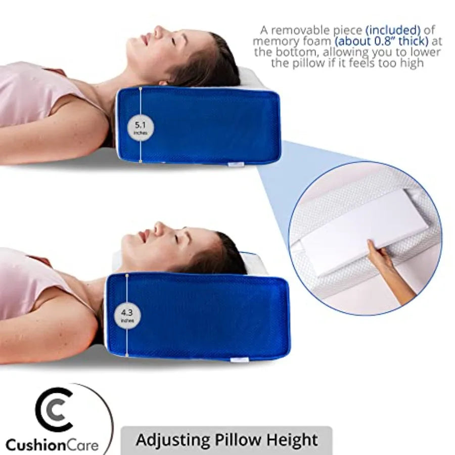 Cube Pillow for Side Sleepers Adjustable Height 4 5" Cooling Memory Foam Cervical Pillow for Neck and Shoulder Pain Relief Rect