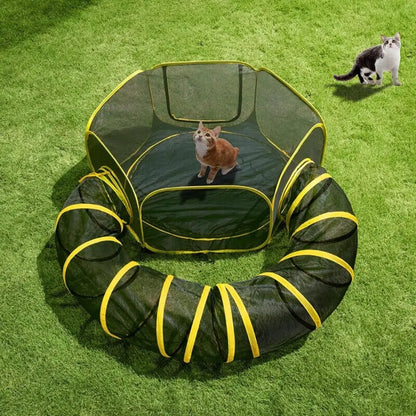Outdoor Cat Playpen Tunnel Portable Catio w/ Tent