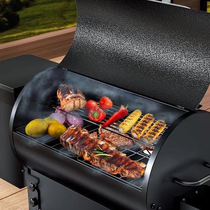 Portable Wood Pellet Grill & Smoker with Folding Legs, 456 sq. in. Cooking Area, 18 lb. Hopper, Temperature Control 180-425°F fo