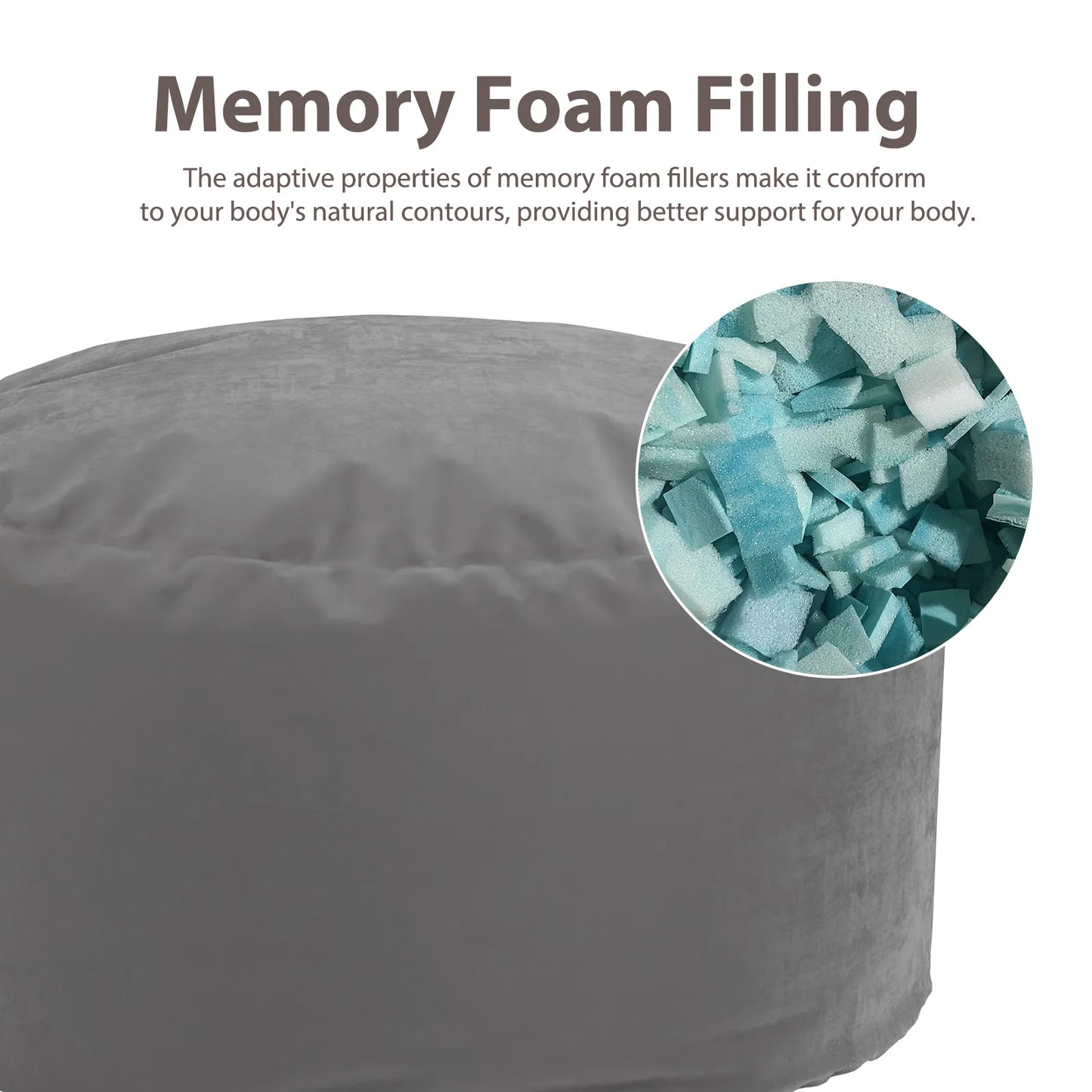 Oversized 3/4FT Bean Bag Chair for Gaming Reading Lazy Sofa Foam Filled Couch with Removable Cover