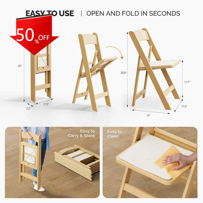 .Resin Folding Chairs with Cushion, Foldable Plastic Chair with Comfortable Padded Seats, Perfect for Event Party Indoor Out