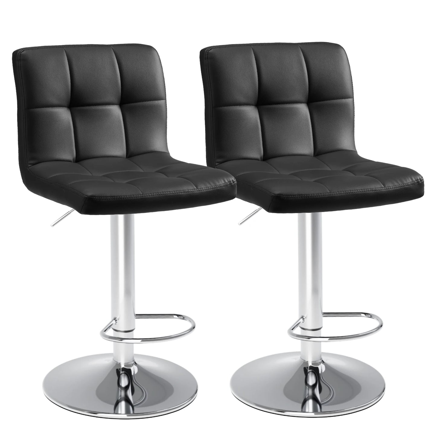 PU Leather Bar Stools Set of 2,Upholstered Counter Height Bar Stools,SGS Certified Gas Gylinder Comfortbale Backrest