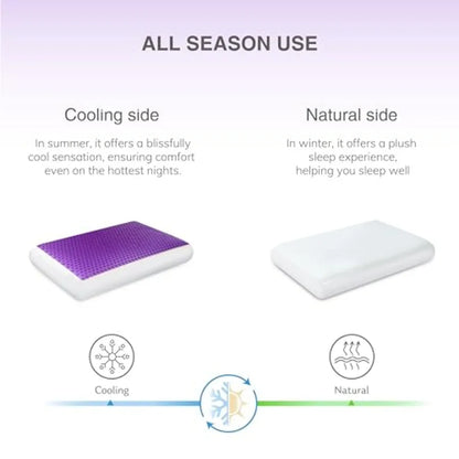 Cooling Gel Memory Foam Pillow - Reversible Cooling Cover, Neck Support for Side, Back and Stomach Sleepers, Removable