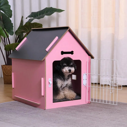 Cozy Wooden Indoor Pet House for Small Dogs and Cats, with Air Vents and Elevated Floor
