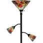 QWMaple Tree Leaves Tiffany Style Stained Glass Torchiere Floor Lamp with Sidelights 70-inches Tall
