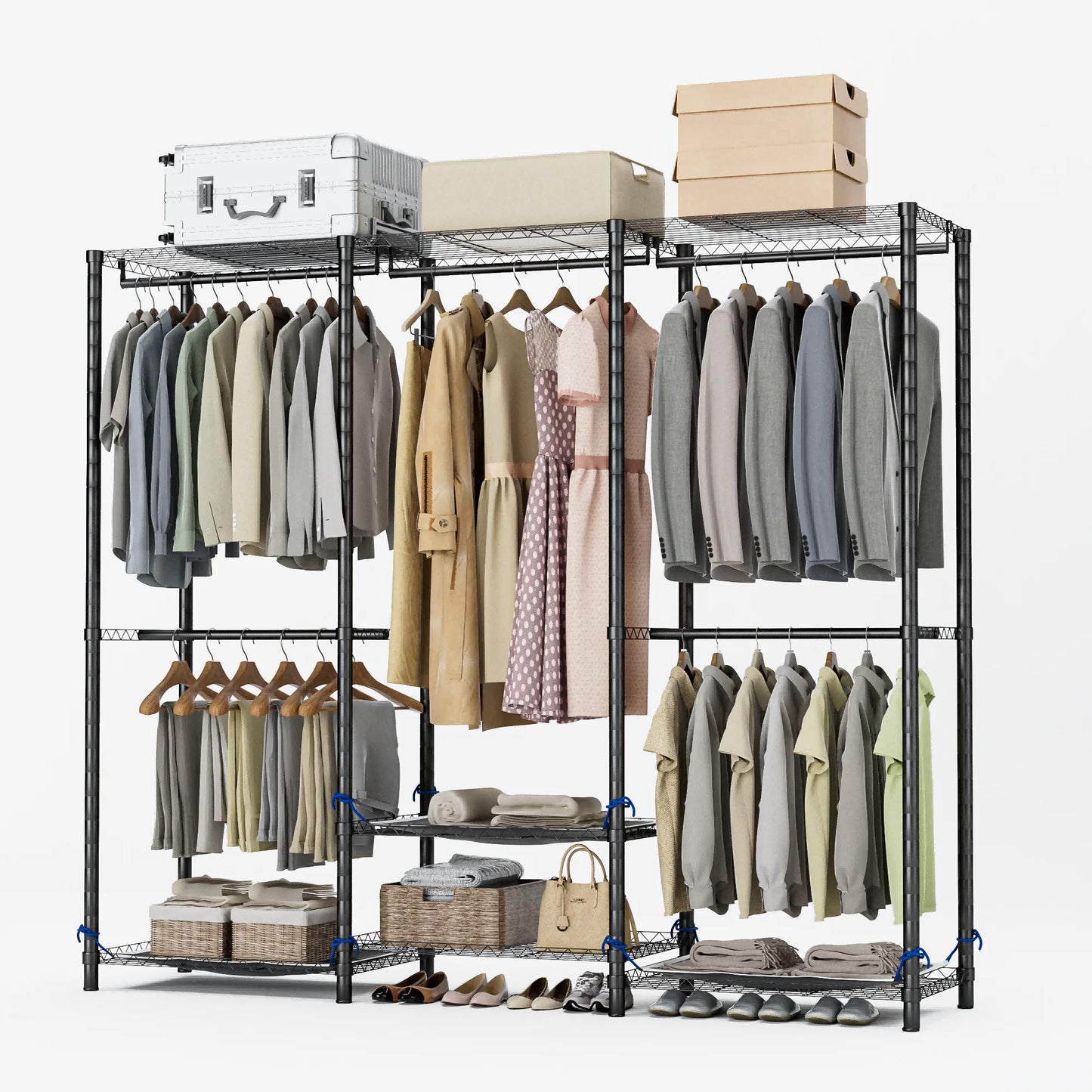 Clothes Rack Storage Organizer Wardrobe Hanging Clothes Freestanding Portable Heavy Duty 960 lb