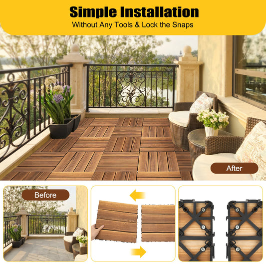 Outdoor Hardwood Flooring Tiles Interlock Edge Waterproof for Patio