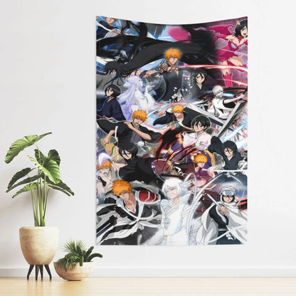 B-BLEACH Anime Tapestry, Home Decor, Hot-Blood Cartoon Character Wall Art Tapestries Backgrounds  For Living Room